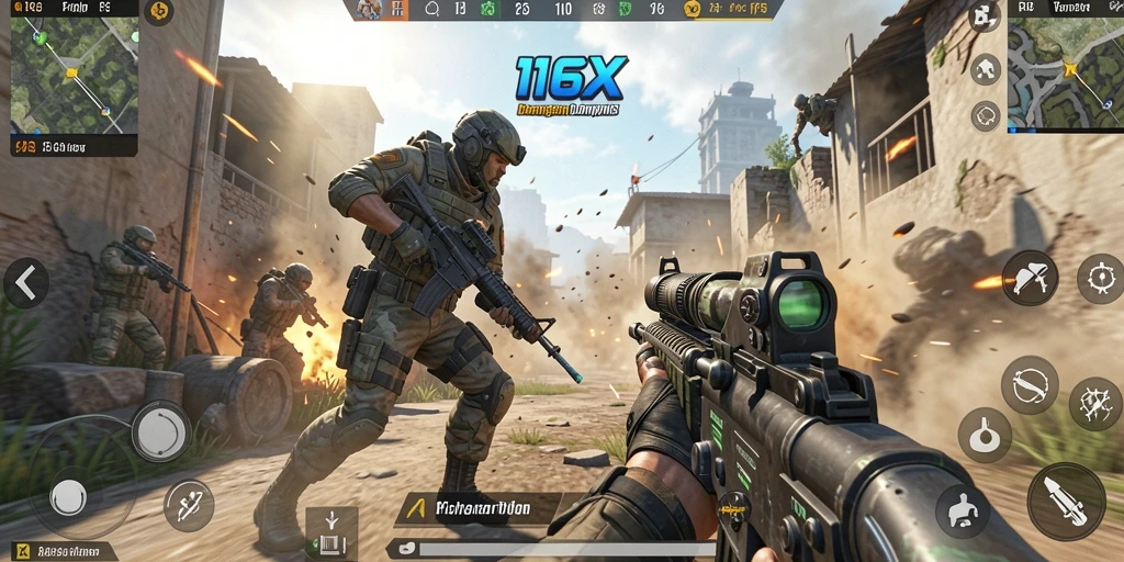 Tangkapan layar dari gameplay menegangkan di 116X.