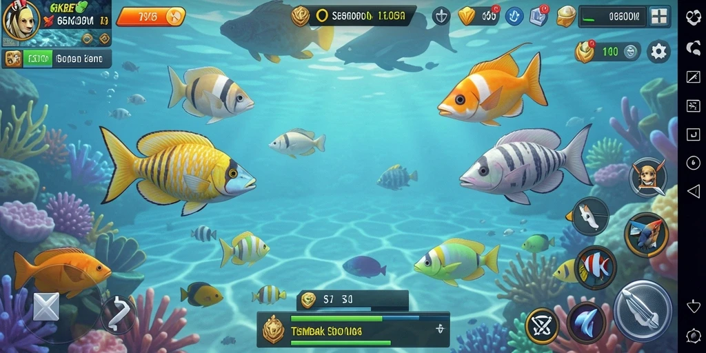 Tampilan gameplay intens dari 66KBET saat menembak ikan di lautan.