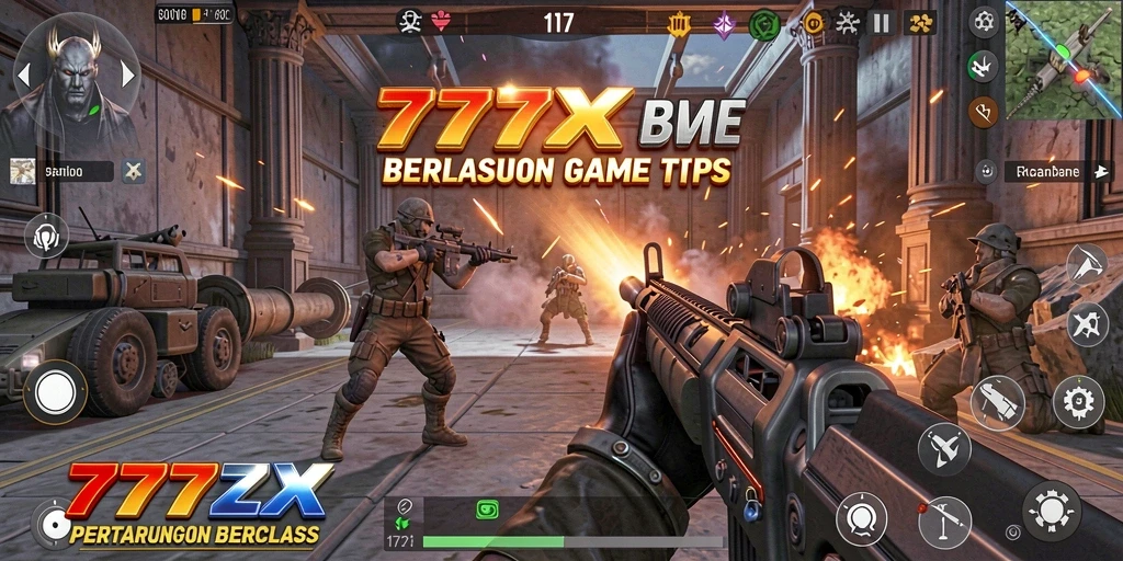 Screenshot menunjukkan aksi mendebarkan dalam game TPS 777ZX.