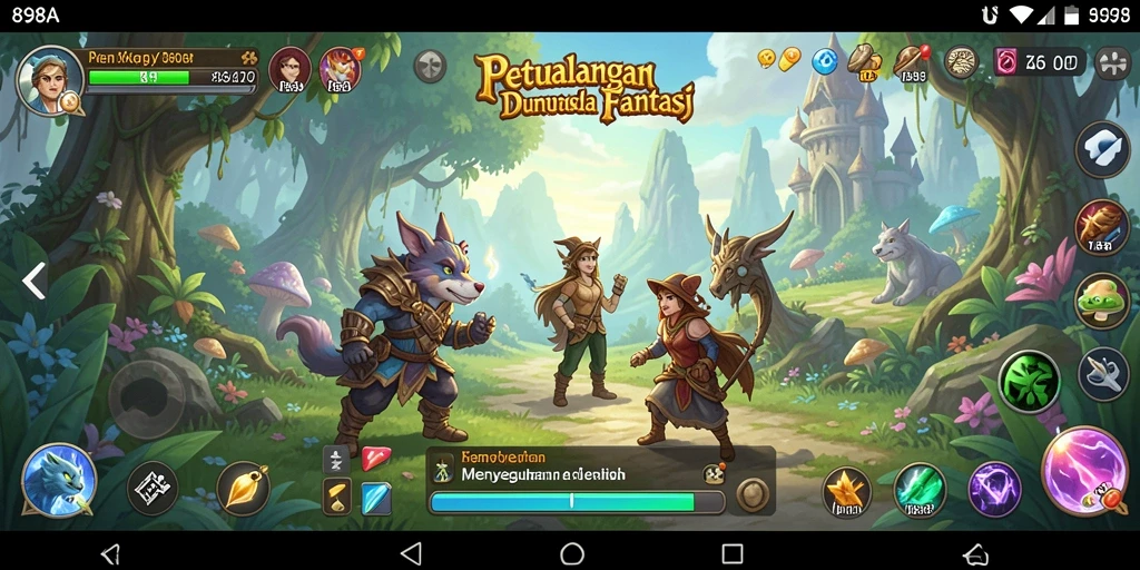 Screenshot gameplay 898A menunjukkan eksplorasi dunia yang menawan.
