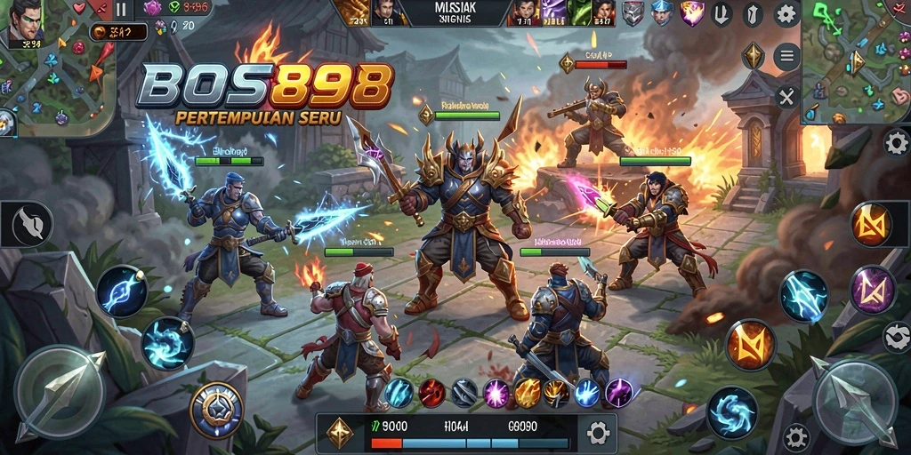 Tampilan gameplay seru BOS898 dengan aksi MOBA yang mendebarkan.