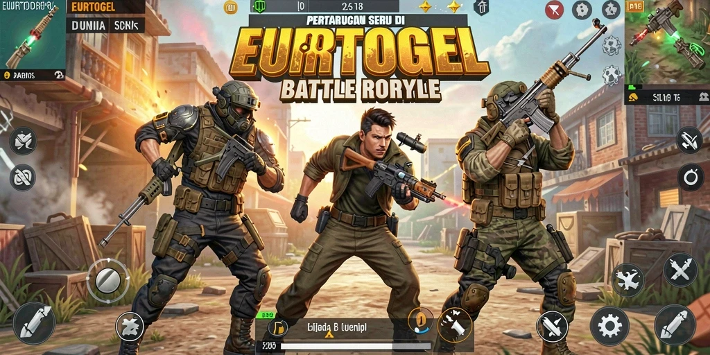 Tampilan gameplay intens dalam pertempuran Battle Royale.