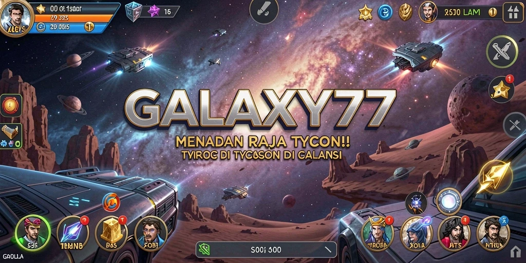 Tampilan gameplay GALAXY77 yang menarik dan futuristik.
