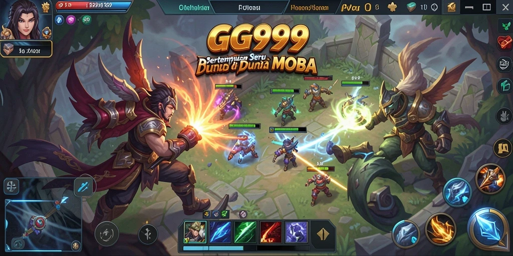 Gameplay seru di GG999 menunjukkan aksi MOBA yang mendebarkan.