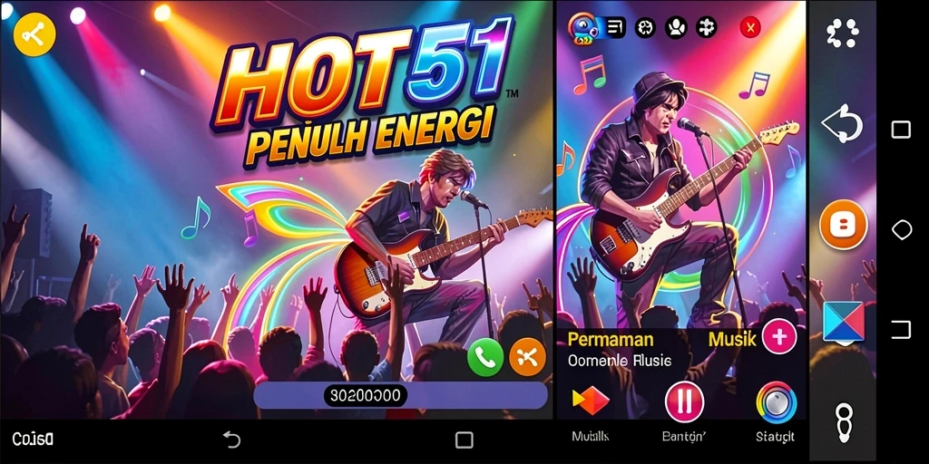 Gameplay HOT51 yang menyenangkan dengan berbagai genre musik.