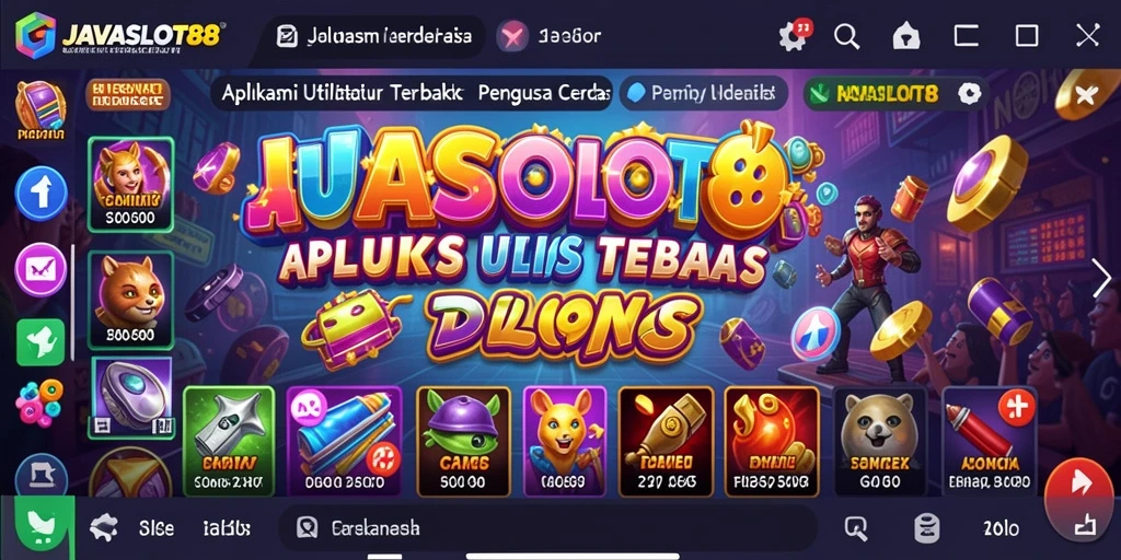 Tampilan utama JAVASLOT88 dengan berbagai fitur utilitas menarik.