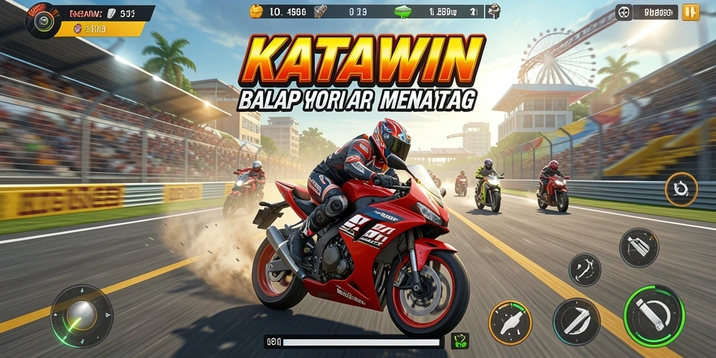 Screenshot KATAWIN menunjukkan aksi seru balap motor.