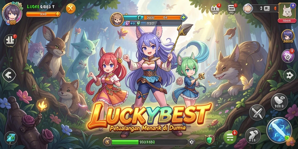 Tampilan gameplay seru dengan karakter anime unik.