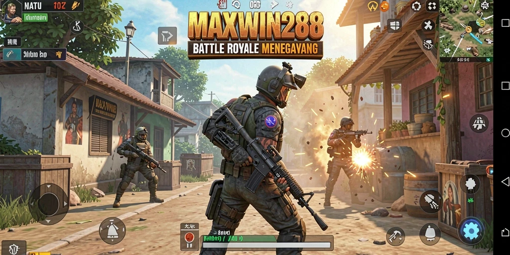 Tampilan seru dari gameplay MAXWIN288 di arena Battle Royale.