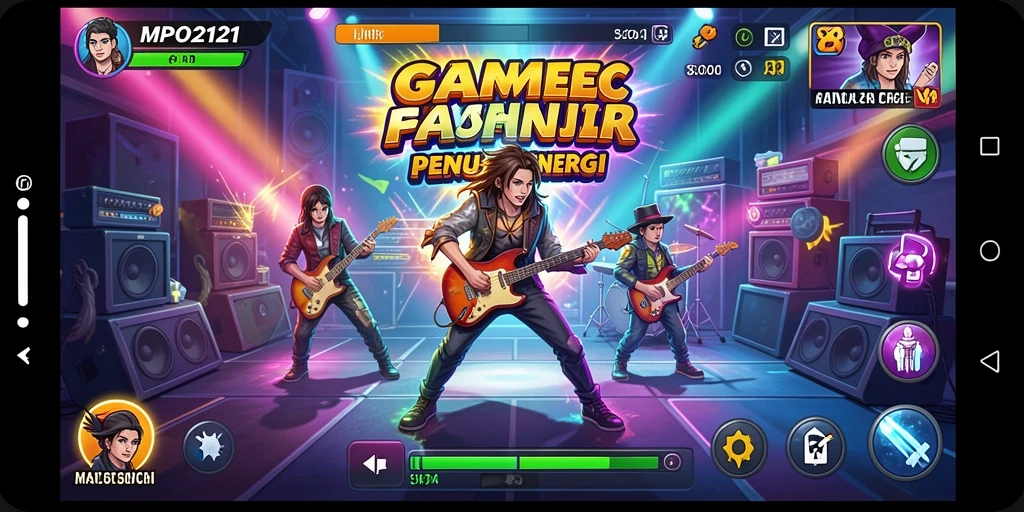 Screenshot utama MPO2121 menampilkan gameplay musik yang seru dan interaktif.