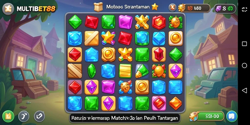 Screenshot gameplay MULTIBET88 dengan tampilan Match-3 yang menawan.