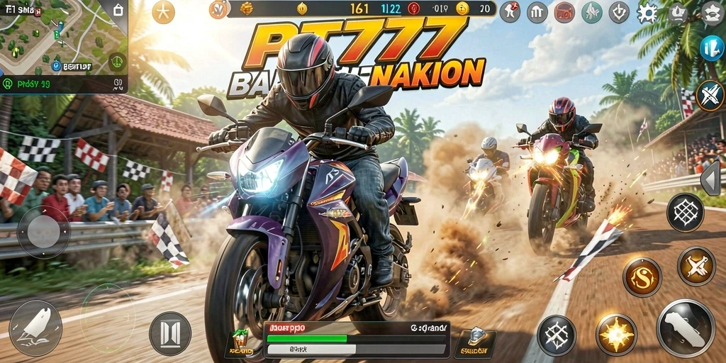 Tampilan balapan motor yang intens dan mendebarkan di PT777.