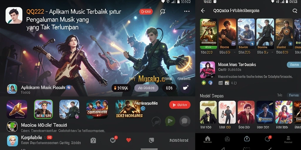 Tampilan gameplay aplikasi musik QQ222 yang menarik dan interaktif.