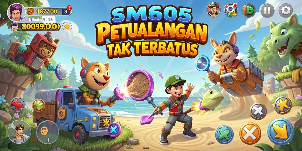 Tampilan gameplay SM605 dengan aksi seru dan level penuh tantangan.
